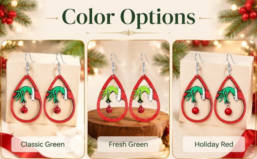 WCRAZYE Christmas Wood Earrings for Women Handmade Wooden Teardrop Dangle Earrings Christmas Xmas New Year Party Earrings Set Winter Holiday Jewelry Gift B0BNNNMHD4