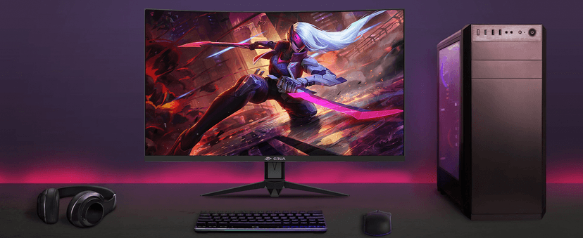 CRUA 32" Curved Gaming Monitor, 240Hz FHD 1920x1080 VA Panel, 1800R Display, AMD FreeSync, 120% sRGB, Low Blue Light, HDMI & DP, Wall Mountable PC Monitor for Gaming, Streaming & Work, Black
