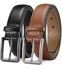 CHAOREN Leather Dress Belt Men 2 Pack - 1 3/8" Mens Belts for Work Business Casual Jeans