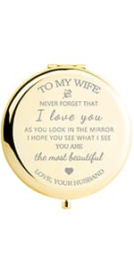 Gifts for Wife I Love You Wife Gold Compact Mirror