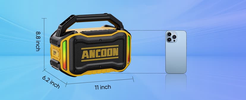 Speakers Bluetooth Wireless: 80W(Peak) Loud Speaker with Bass, 20H Playtime, IPX6 Waterproof, Large Jobsite Speakers for Work, Outdoor, Workshop, Garage, Portable Speaker with TWS (Black)