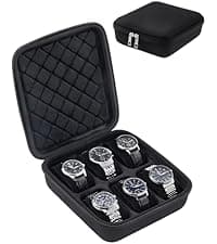 ProCase ProCase Watch Box, 6 Slot Watches Display Case with Drawer, Mens Watch Case with Glass Lid, 2-Layer Mens Jewelry Organizer Storage Holder, Birthday Valentine Gifts for Men -6 Slot, Black