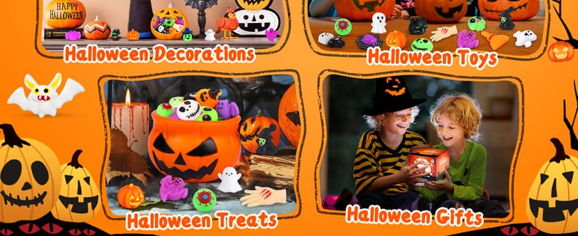OCATO 30Pcs Halloween Mochi Squishy Toys Halloween Party Favors for Kids Halloweens Toys for Trick or Treat Bulk Non Candy Halloweens Treats Gift Goodie Bags Fillers Party Supplies for Kids Boys Girls