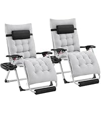 Yaheetech Zero Gravity Chair, Folding Reclining Lounge Recliner with Removable Pad & Headrest & Side Cup Holder Tray for Indoor and Outdoor Navy Blue/1