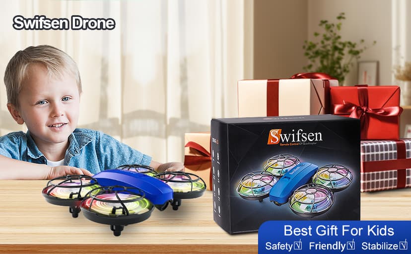 Swifsen Drones for Kids with Camera,Rc Drone Indoor Small Helicopter,Birthday Gifts for Boys and Girls Beginners Friendly,Mini Quadcopter Toy With 2 Batteries,Propeller Protect,Altitude Hold