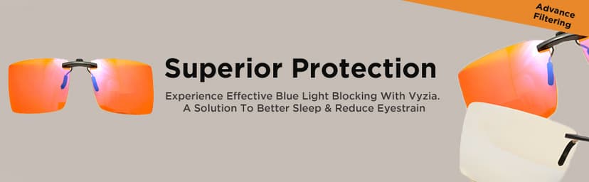 Vyzia Clip On Blue Light Blocking Glasses For Sleep | Fits Over Prescription Glasses, Orange Lenses Help Reduce Computer Eye Strain and Induce Sleep
