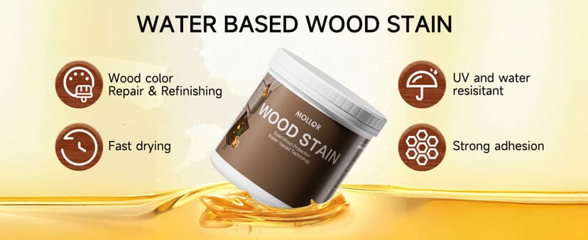 Wood Stain, 16 Oz Water Based Wood Stain and Sealer in One - No Priming, No Top Coat Required, Fast Drying|Low Odor|Non-Toxic, Perfect for Indoor and Outdoor Furniture (Teak with Tools)
