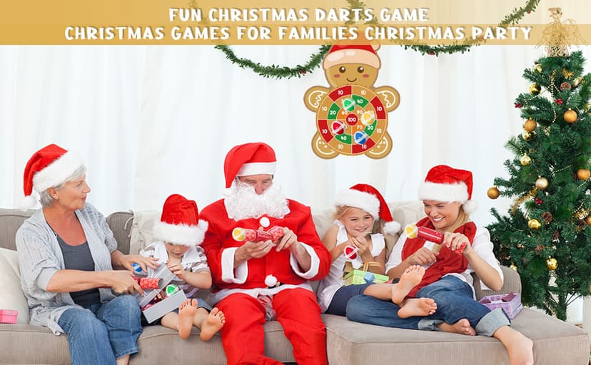 YQUQWN Large Christmas Dart Board for Kids 28.7 Inch Gingerbread Man Target with 12 Sticky Balls Hook Christmas Indoor Decorations Party Toys Gifts for Family