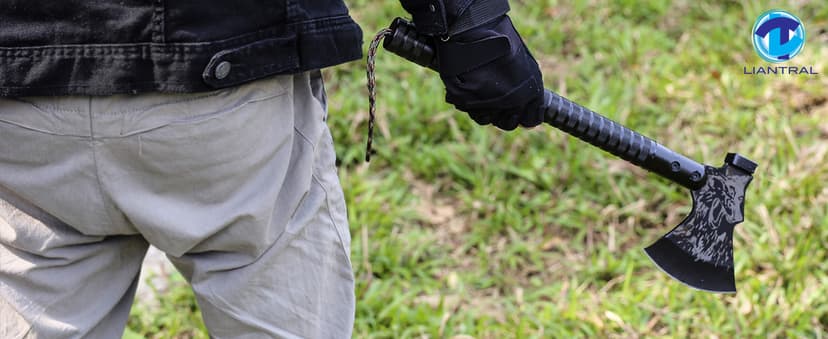 LIANTRAL Survival Camping Axe, Folding Tactical Axe Hatchet with Hammer, Nylon Sheath for Outdoor Adventures