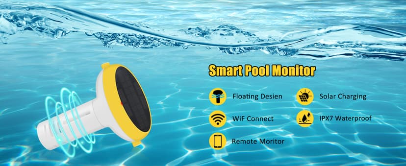 Smart Pool Monitor with Gateway, Profession Salt Water Pool Testing kit for Swimming Pool, 7 in 1 Chlorine Salinity ORP Monitor for Aquarium Sodium Chloride Swimming Pools Hot Tub Spas