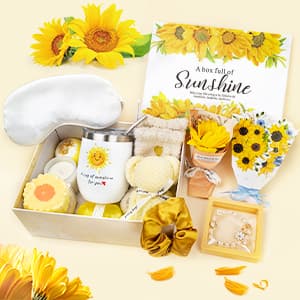 Birthday Gifts for Women, Sunflower Self-Care Package, Sending Sunshine Get Well Gifts for Women, Her, Sister, Mom, Best Friends, Unique Relaxation Spa Basket Perfect for Valentine's Mother's Day