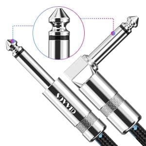 Sovvid 10FT Instrument Cable - Electric Guitar & Bass Cable with Right Angle 1/4 Inch Connector - Black & Bluetest