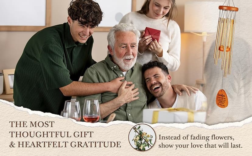 Gifts for Grandpa, Grandpa Wind Chimes, Father's Day Best Gift for Grandpa, Birthday Gift for Grandfather from Granddaughter, Grandson, Grandpa Gifts Ideas for Thanksgiving Christmas