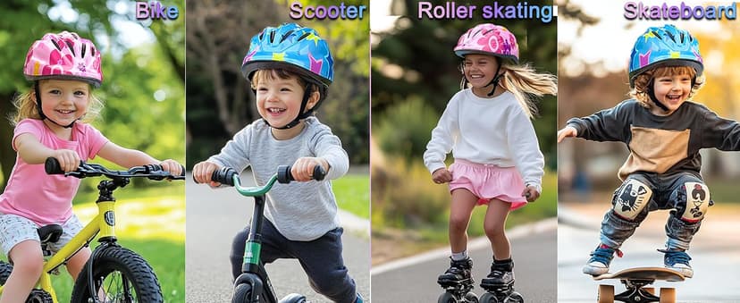 Lamsion Kids Helmet Adjustable with Sports Protective Gear Set Knee Elbow Wrist Pads for Toddler Ages 3 to 8 Years Old Boys Girls Cycling Skating Scooter Helmet
