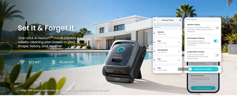 AIPER Scuba V3 AI Vision Cordless Robotic Pool Cleaner, Include Wireless Charging Dock, Smart Waterline Parking & Featherlight Design, Micromesh Multi-Layer Filtration, Grey