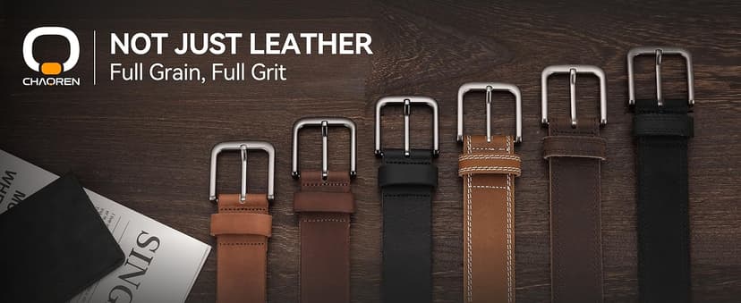 CHAOREN Mens Belts Leather - 35mm Genuine Leather Belt for Jeans - Men Gift for Casual Dress