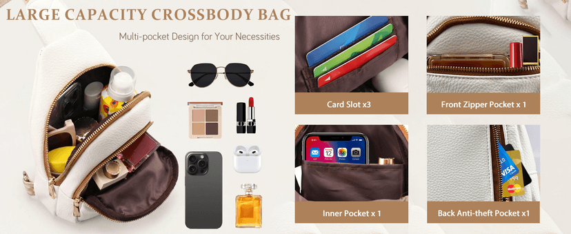 Christmas Gifts for Mom Wife Crossbody Bags Gifts for Women Birthday Gifts for Her Small Crossbody Sling Bag Fanny Pack Chest Travel Anti Theft Purse Unique Secret Santa Mothers Day Gift Ideas