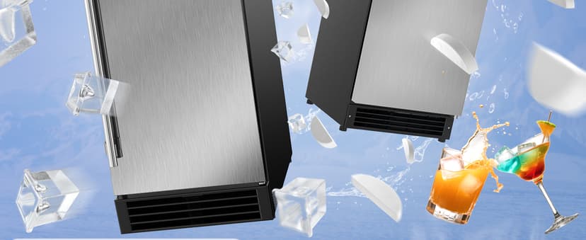 Commercial Under Counter Ice Maker Machine, 80 LBS/Day with 25 LBS Storage Bin, 15'' W Built-in & Freestanding Ice Maker, Auto-Cleaning, Ideal for Commercial Home Bar