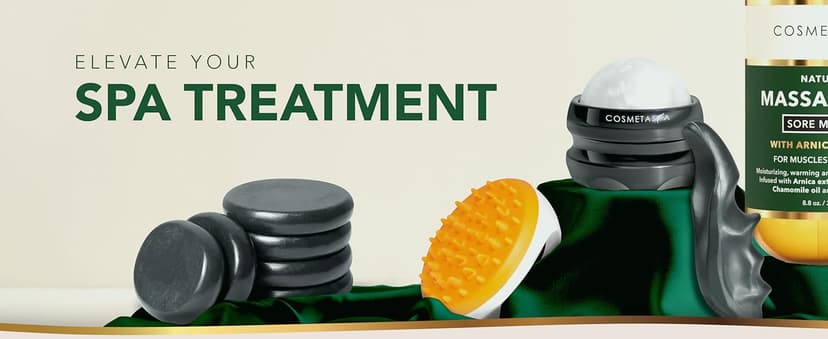 Cosmetasa Sore Muscle Massage Oil for Massage Therapy with Roller - All Natural, Cruelty-Free Massage Oils for Muscle Relaxing & Joint Comfort - Arnica Extract with Lavender & Chamomile Oil (8.8 oz)