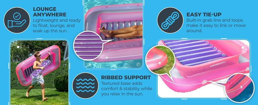 SWIMLINE Suntan Tub, Classic Inflatable Tanning Lounge Float with Adjustable Pillow, 71" Long - Outdoor Floating Lounger for Lake, River, Beach & Swimming Pool, Includes Rope Surround & Repair Patch