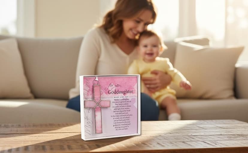 Handmade Glass Cross with Loving Sentiments Perfect Christian Gift for Goddaughter On Birth Baptism Confirmation Christening Birthday from Godparents B01C4JGY2M