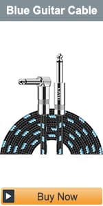 Sovvid 10FT Instrument Cable - Electric Guitar & Bass Cable with Right Angle 1/4 Inch Connector - Black & Bluetest