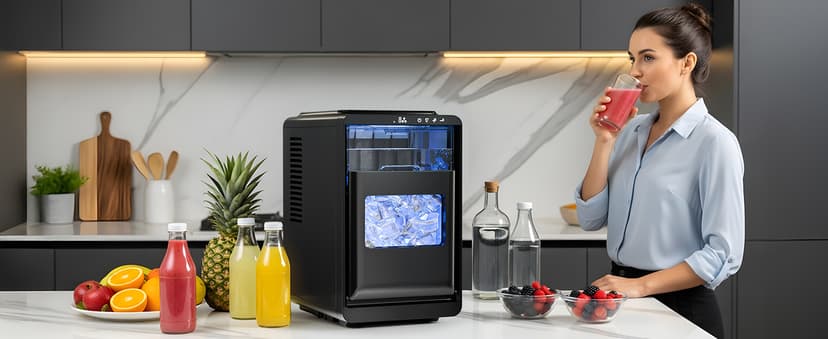 Antarctic Star Crescent Ice Maker, Slow-Melting Countertop Ice Maker, 27 Lbs/24H, 16Pcs in 15Mins, Self-Cleaning,24-Hour Timer, for Home/Kitchen/Office/Party