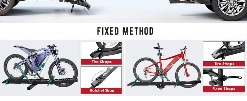 Ebike Rack with Ramp, Foldable Bike Rack for Tow Hitch, Heavy Duty Bike Carrier for 2 Fat Tire Bikes with 300LBS Load Capacity - Fits SUV, Truck, Trailer, RV