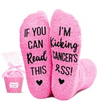 HAPPYPOP Cancer Awarenesss Gifts - Women Men Socks for Breast Cancer Survivor Chemo Patient