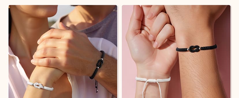 UNGENT THEM Pinky Promise Knot Couples Bracelets Anniversary Christmas Valentines I Love You Gifts for Boyfriend Girlfriend Women Men