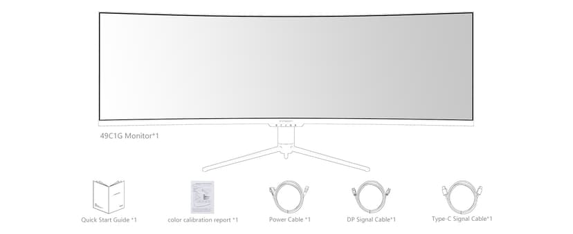 INNOCN 49" Curved Gaming Monitor 144Hz Ultrawide 32:9 WDFHD 3840 x 1080P, R1800, 99% sRGB, HDR400, USB Type C, DisplayPort, HDMI, Built-in Speakers, Height/Tilt Adjustable - 49C1G