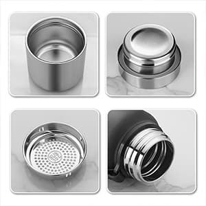 Insulated vacuum Thermo Bottle 500ml/16.9oz with cup Stainless steel coffee bottles for hot and cold drink water flask.(Black,500ml)