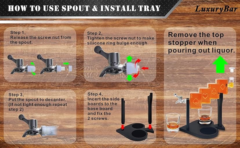 Poker Whiskey Decanter Sets for Men, 27oz Whiskey Decanter Set with Tray, Spout & Stones,Casino Liquor Decanter Dispenser Decanters for Alcohol Tequila Decanter Bourbon Gifts for Men Dad Him Husband