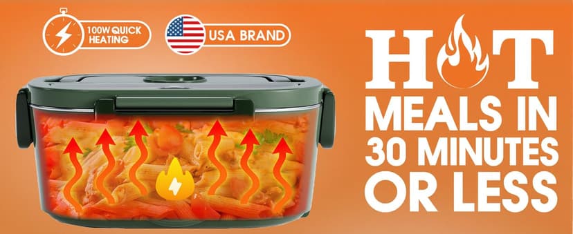 TRAVELISIMO Electric Lunch Box for Adults 100W Heated Lunch Box For Men 1.5L Stainless Steel Portable Food Warmer, 12/24/110V for Travel & Work, Loncheras Electricas Para Calentar almuerzo B0BZ3NCPB7