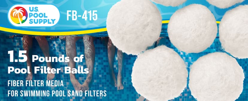 U.S. Pool Supply 1.5 lbs Pool Filter Balls - Eco-Friendly Fiber Filter Media for Swimming Pool Sand Filters (Equals 50 lbs Pool Filter Sand) - Higher & More Efficient Water Filtration Sand Replacement