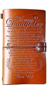 Daughter Gift from Mom, To My Daughter Leather Journal, 140 Page Refillable Writing Journal, Christmas Birthday Gifts for Daughter from Mom, Mother Daughter Gifts for Adults Daughter
