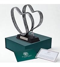 Wedding Anniversary Couples Gift - Two Hearts and Cross Iron Sculpture, Heart Decoration Gift for Her and Him, 1st to 50th or 60th Anniversary, Includes Present Box and Poem Card