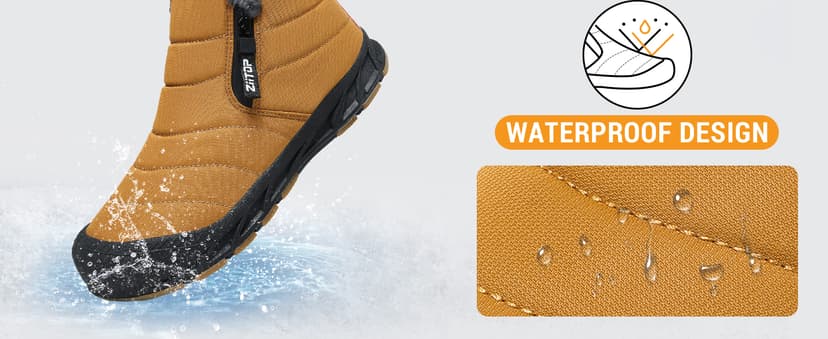 ziitop Snow Boots Mens Waterproof Winter Boots Fur Lined Warm Ankle Boots Zipper Closure Slip on Outdoor Boot Comfortable Walking Shoes