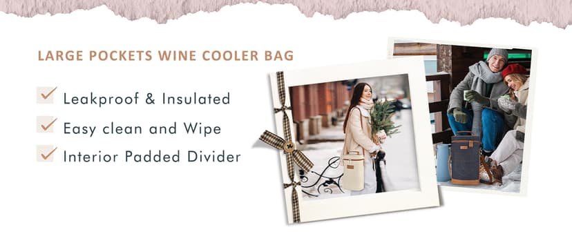 Tirrinia 2 Bottle Wine Gift Tote Carrier - Leakproof & Insulated Padded Versatile Wine Cooler Bag for Travel, BYOB Restaurant, Wine Tasting, Party, Dinner,Gift for Wine Lovers,Grey