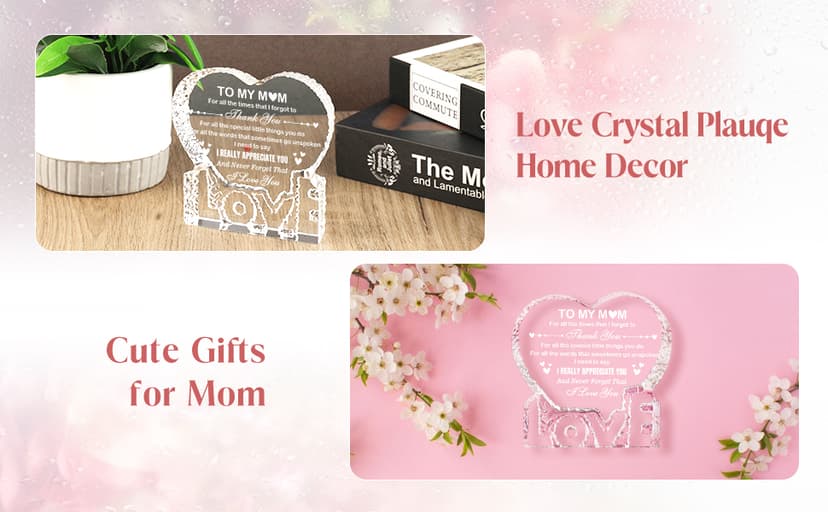 Crystal for Mom, Birthday Gifts for Mom from Daughter Son, K9 Crystal Plaque Keepsake, Best Gift for Mom on Xmas Thanksgiving Anniversary Birthday Mother‘s Day