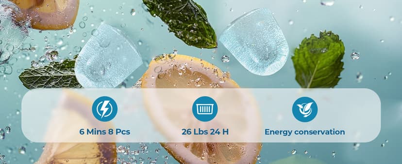 Antarctic Star Countertop Ice Maker Machine, 8 Ice Cubes in 6 mins, 26lb/Day Ice with 2 Sizes- Portable Mini, Energy Saving & Basket/Scoop for Home/Party/Travel/Camping/Bar, Dark Black