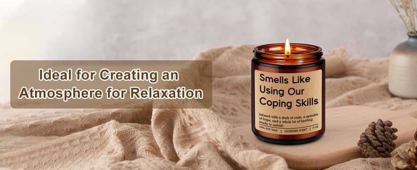 LEADO Funny Coping Skills Candle, Therapist Gifts - Mental Health, Graduation, Psychology, Christmas Gifts for Therapists, Social Worker, School Counselor, Psychologist, Women - Therapy Office Decor