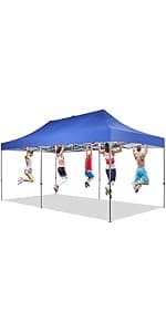 GDY 10x10 Pop Up Canopy Tent with 4 Sidewalls, Easy Set up with One Push Lift Outdoor Silver Coated Beach Gazebos, Carpas with 4 Sandbags, for Events, Parties,Camping, Black.