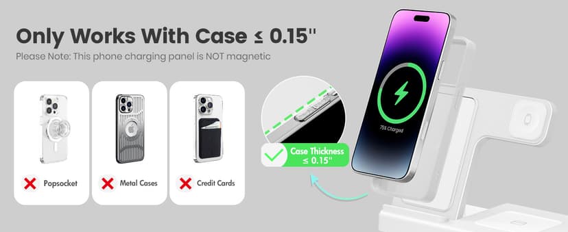 Wireless Charger Stand Charging Station: 3 in 1 Charger Stand Multiple Devices for Apple - iPhone 17 16e 16 15 14 Pro Max 13 12 - Watch 11 10 9 8 7 6 5 4 3 2 SE and Ultra Series-Airpods 4 3 Pro, White