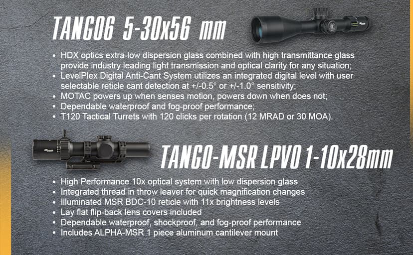 SIG SAUER Tango-MSR LPVO 1-6x24mm Waterproof Fogproof Rugged Tactical Hunting Rifle Scope | Second Focal Plane/SFP/F2 | Includes Alpha-MSR Aluminum Mount, Flip-Back Lens Covers