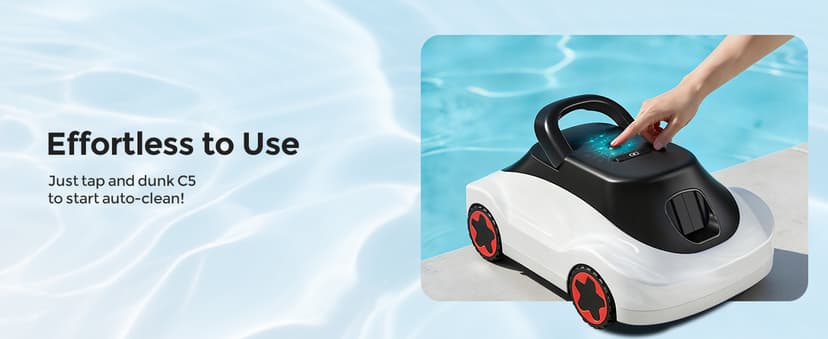 C5 Cordless Robotic Pool Cleaner with 180-Min Runtime, 2.7L Large Filter Basket & Self Parking, Pool Vacuum for Above-Ground Flat Pools up to 2200 Sq.Ft