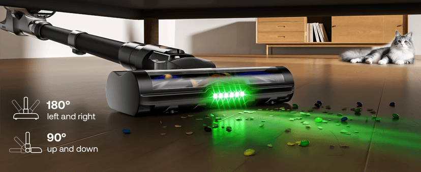 Trucozie Cordless Vacuum Cleaner, Self-Standing Lightweight Stick Vacuum with 50 mins Runtime, Powerful Suction, Anti-Tangle Wireless Vacuum for Home, Hardwood Floor, Carpet, Pet Hair, Black