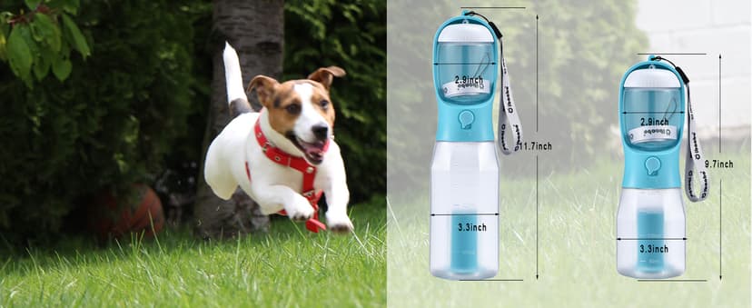 Feeding & Hydration & Waste All in One | Travel Puppy Water Bowl | Portable Pet Dispenser | Dog Gifts | for Walking Beach Cibaabo Dog Water Bottle with Food Container & Poop Bag Holder & Filter B0BZR44DQF