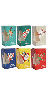 Uptotop Christmas Cookie Boxes, 24 Pcs Small Christmas Party Boxes with 6 Different Designs and Color, Xmas Bakery Pastry Boxes for Pastries, Cupcakes, Brownies, Donuts, 4" x 2.7" x 6.3"