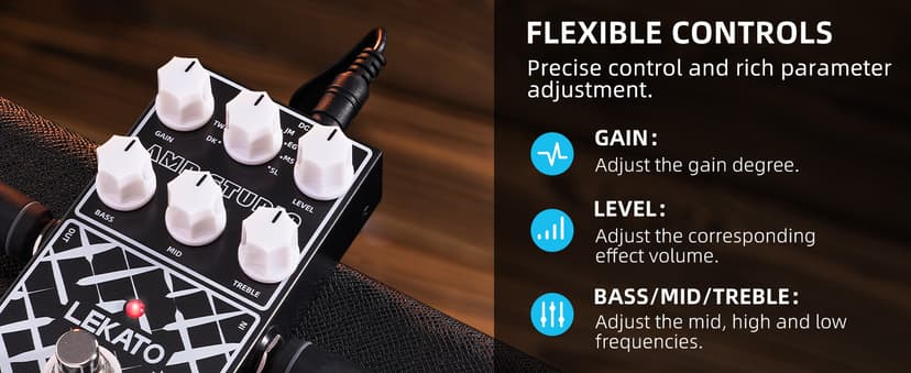 LEKATO Amp Simulator Guitar Effect Pedal with True Bypass Clean to Overdrive for Electric Guitar Bypass (EP-01)